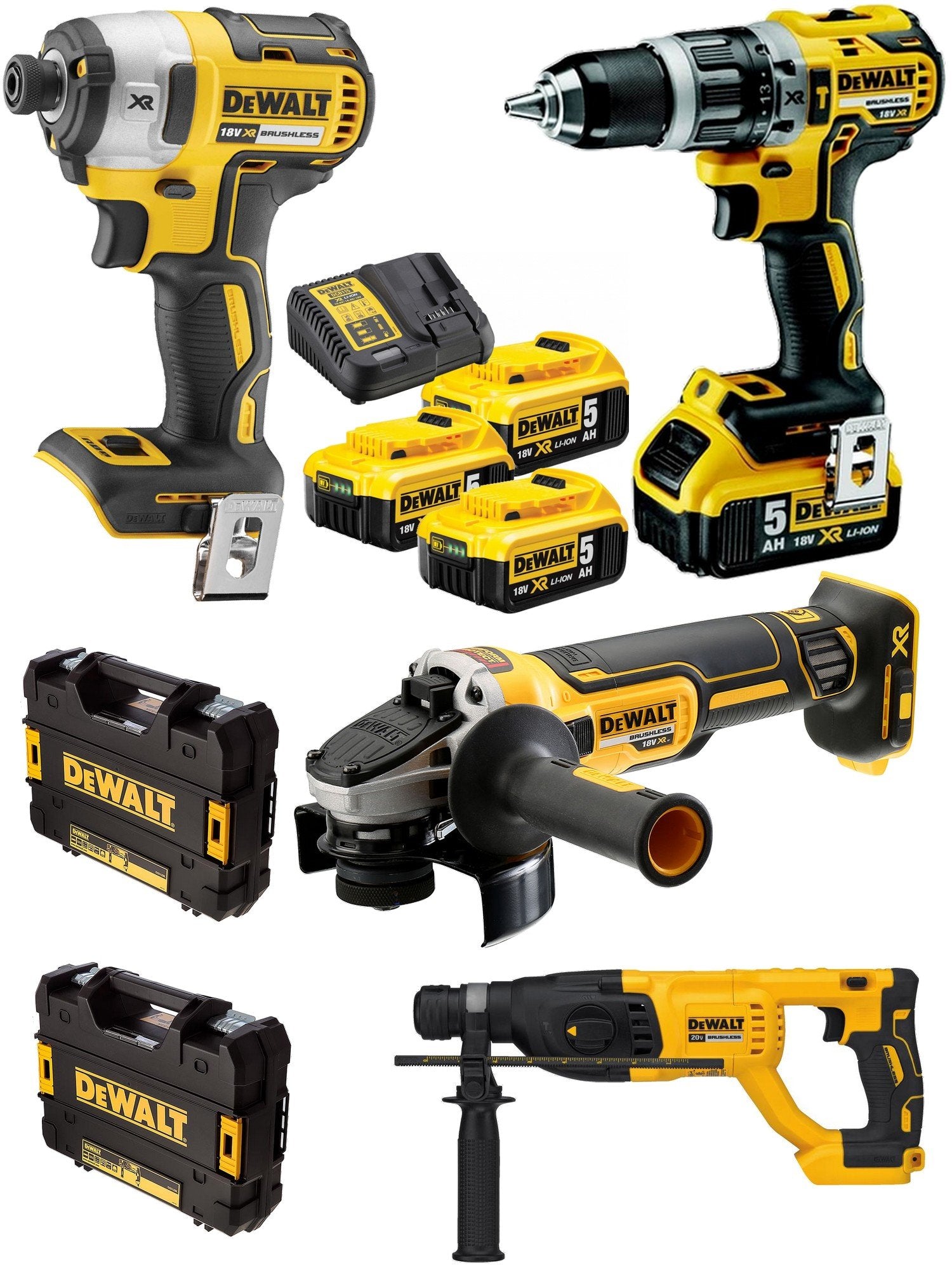 DEWALT BRUSHLESS COMBO SET 4PCS 18V 3X5.0Ah