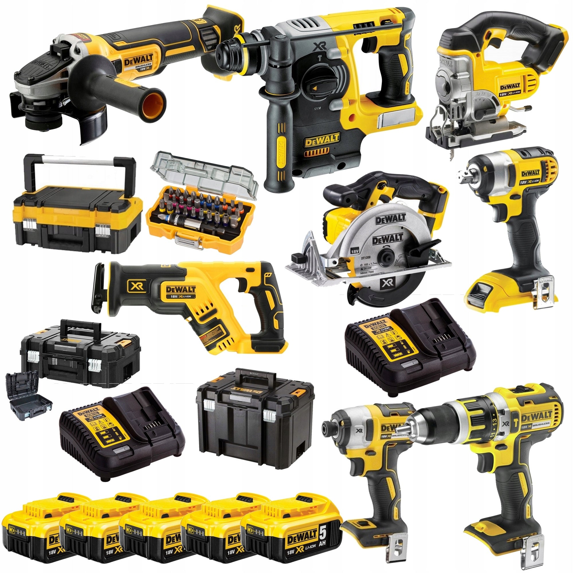 DEWALT COMBO TOOL SET 8 element 18V 5x5.0Ah