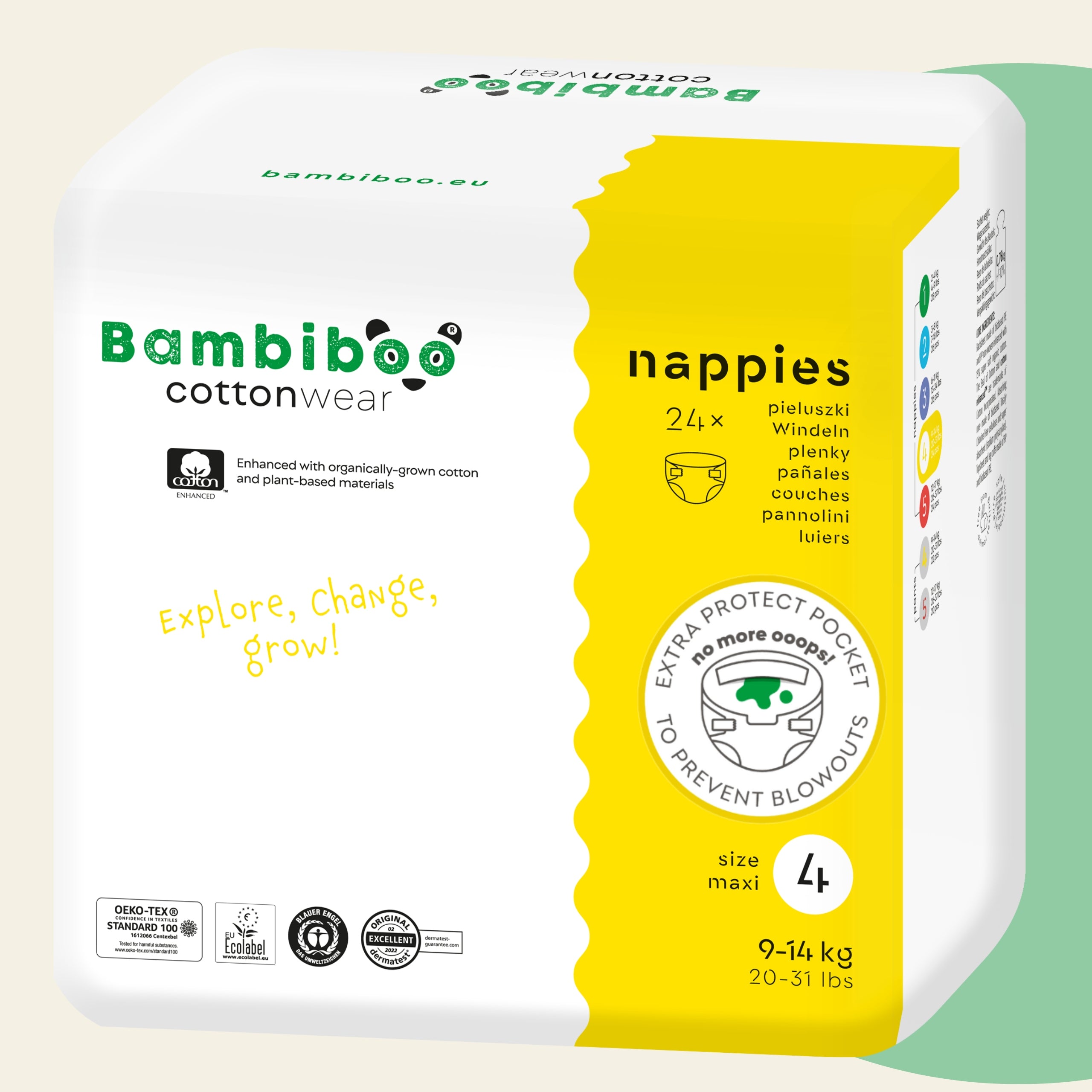 DIAPERS BAMBIBOO DIAPERS COTTONWEAR size4 Disposable MAXI 9-14 kg 24pcs Packaging status original