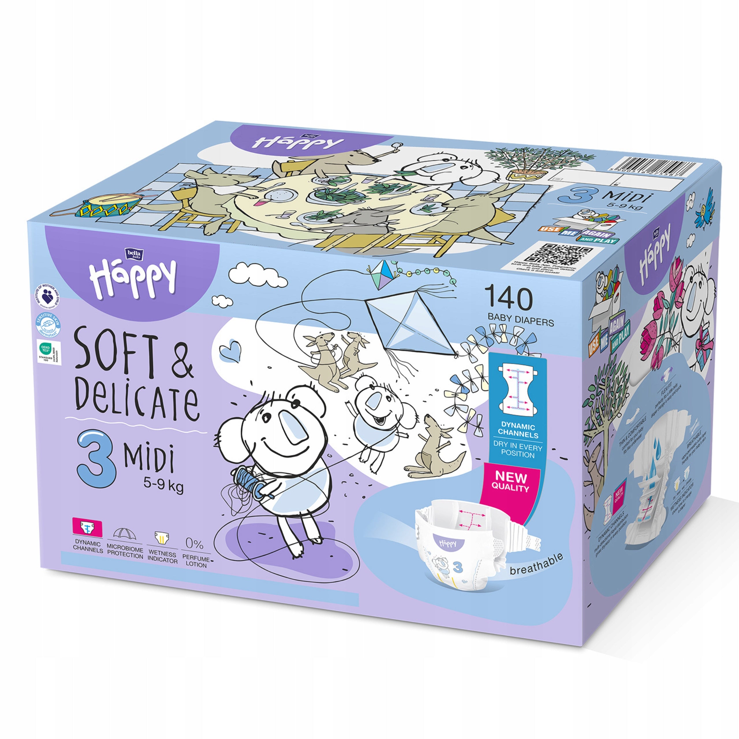 DIAPERS BELLA HAPPY 3 MIDI 5-9KG 140PCS HAPPY BOX Packaging status original