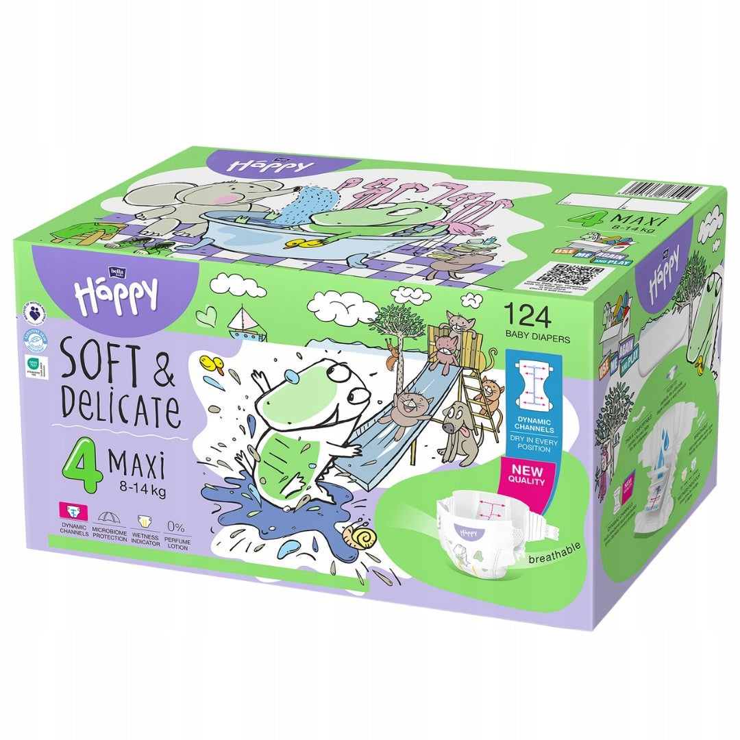 DIAPERS BELLA HAPPY 4 MAXI 8-14 KG 124 PIECES HAPPY BOX Packaging status original