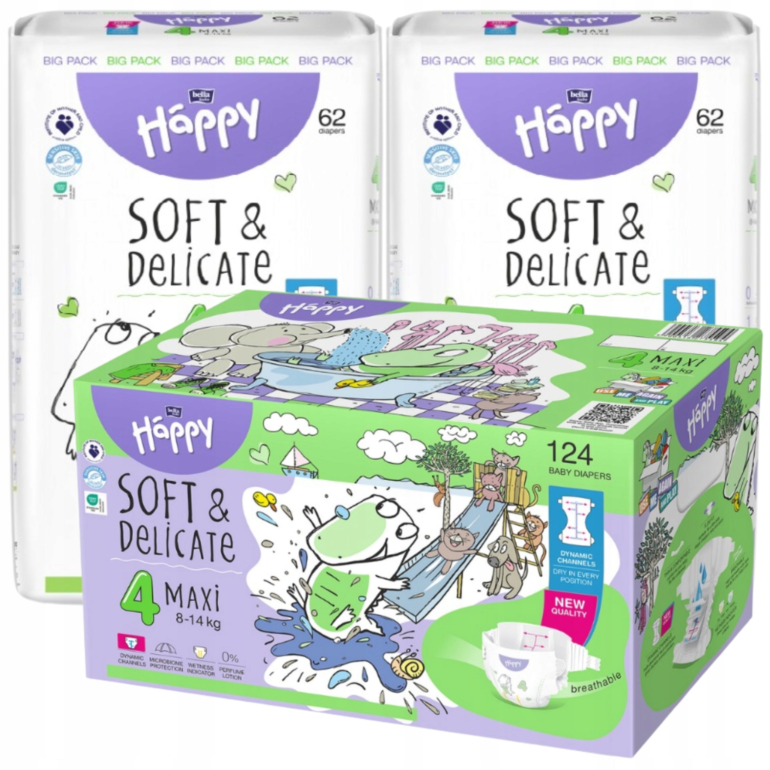 DIAPERS BELLA HAPPY 4 MAXI 8-14 KG 124 PIECES HAPPY BOX