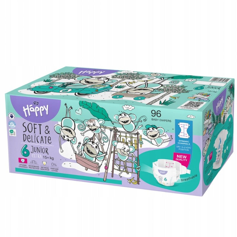DIAPERS BELLA HAPPY 6 JUNIOR EXTRA 15+KG 96PCS HAPPY BOX Packaging status original