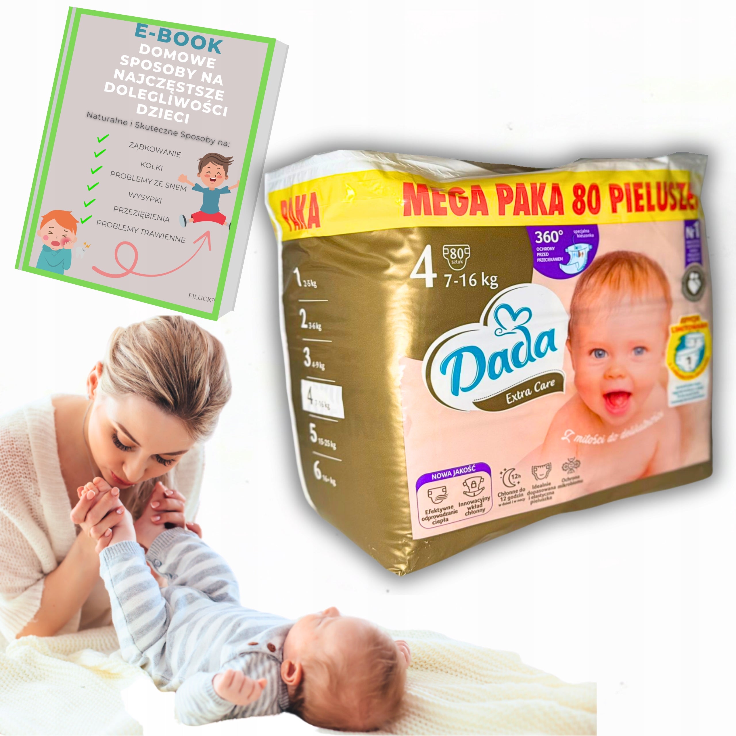 DIAPERS DADA EXTRA CARE MEGAPAKA 80PCS PAMPERS SIZE 4 - 7/16KG + EBOOK