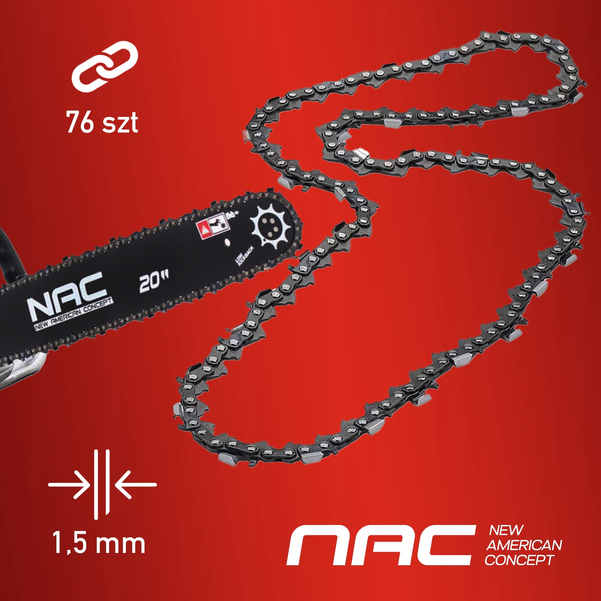 DIESEL CHAINSAW NAC-CST61-50AC 61,5CM3 STRONG 20" 3,3NM Product weight with unit packaging 7 kg