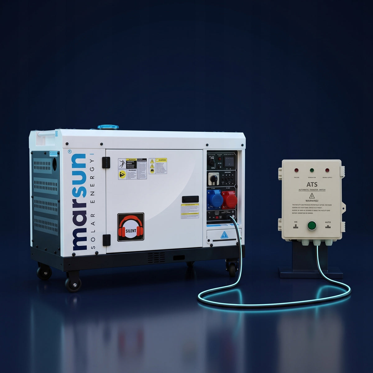 DIESEL GENERATOR SET 10KW MARSUN WITH ATS MAX POWER 1F FOR INVERTER Packaging status original