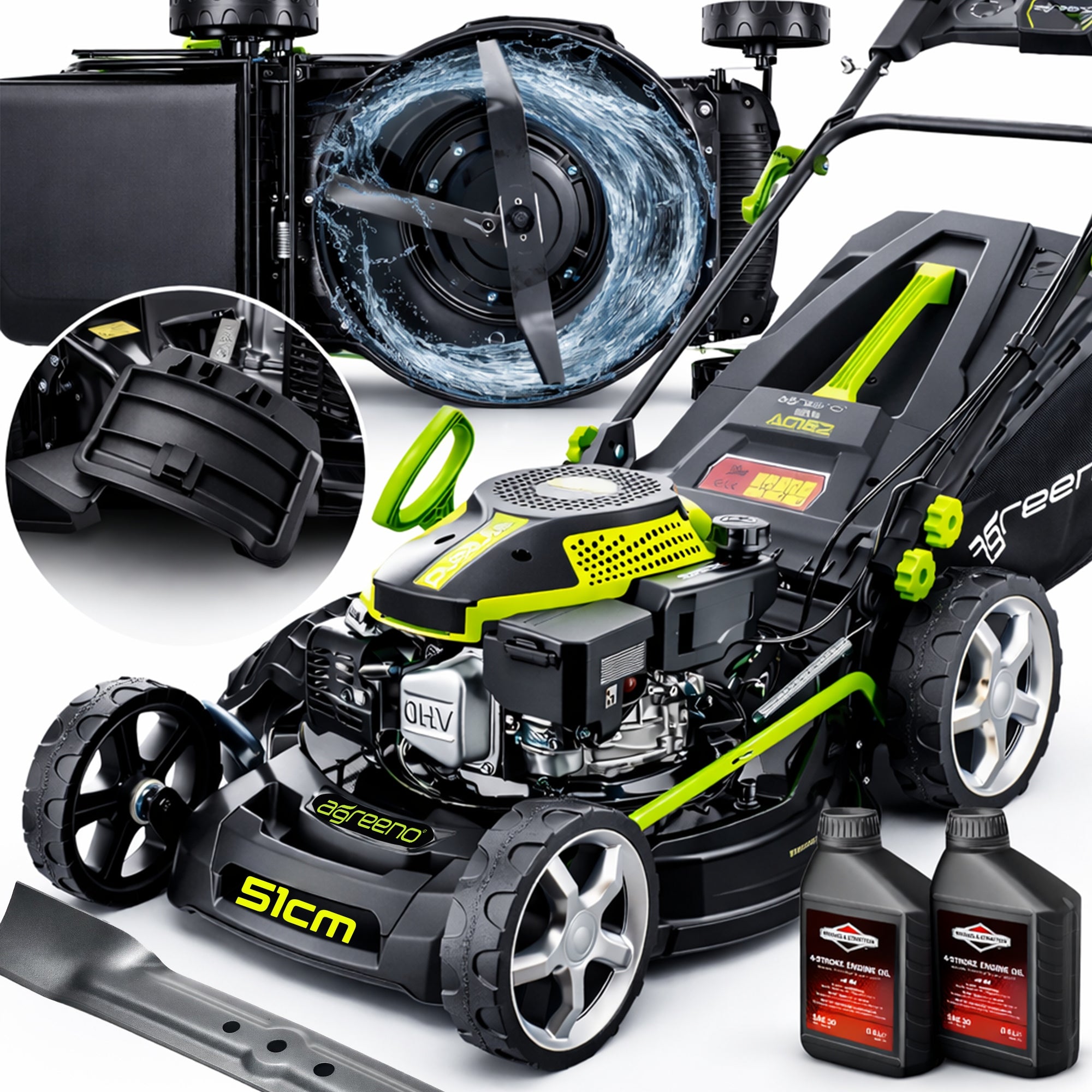 DIESEL MOWER 51CM 167cc DRIVE WITH BASKET 55L STRONG 4in1 + OIL AG162