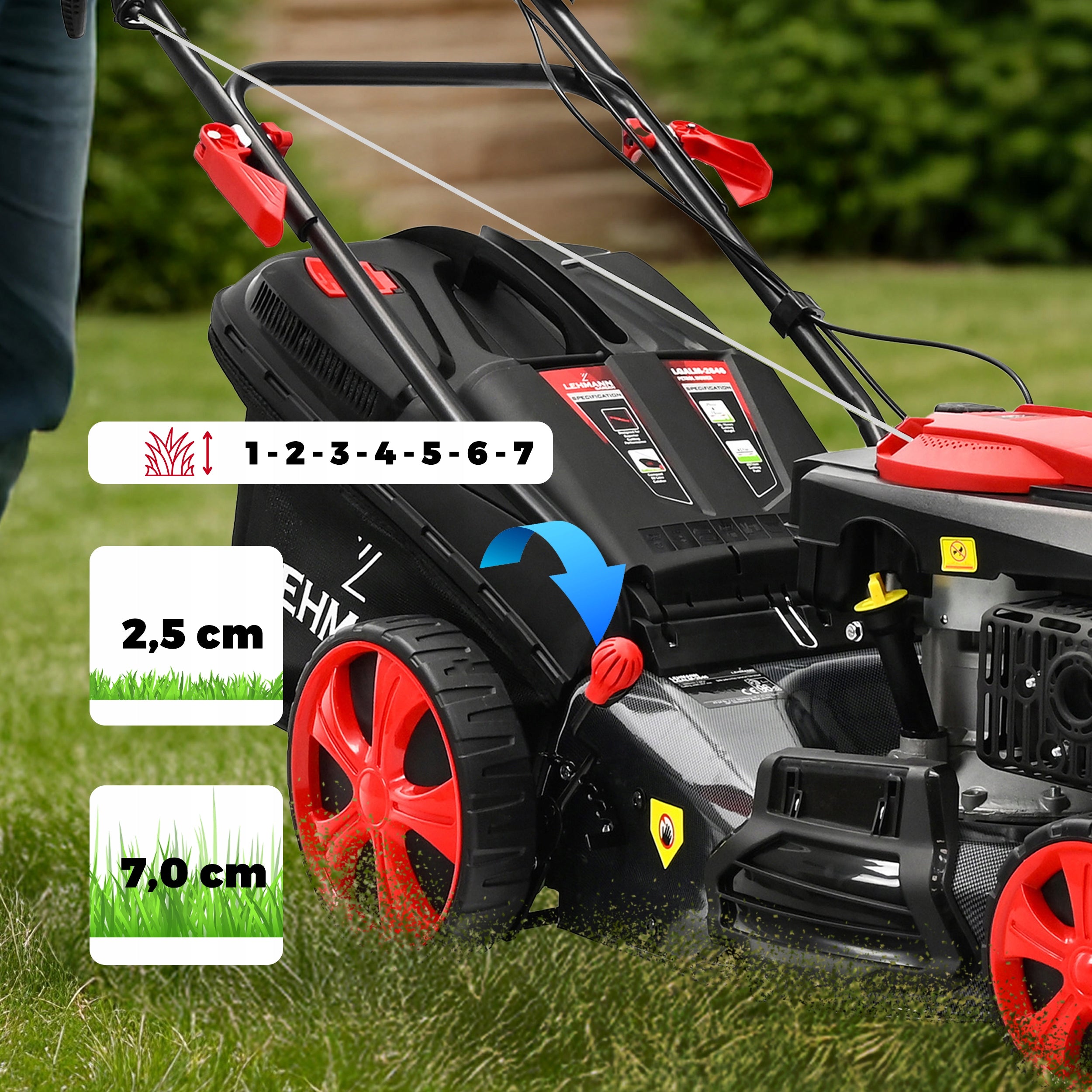 DIESEL MOWER LEHMANN WITH DRIVE POWERFUL 146CC MULCHING 46CM OIL Manufacturer code Kosiarka czerwona spalinowa 46 cm