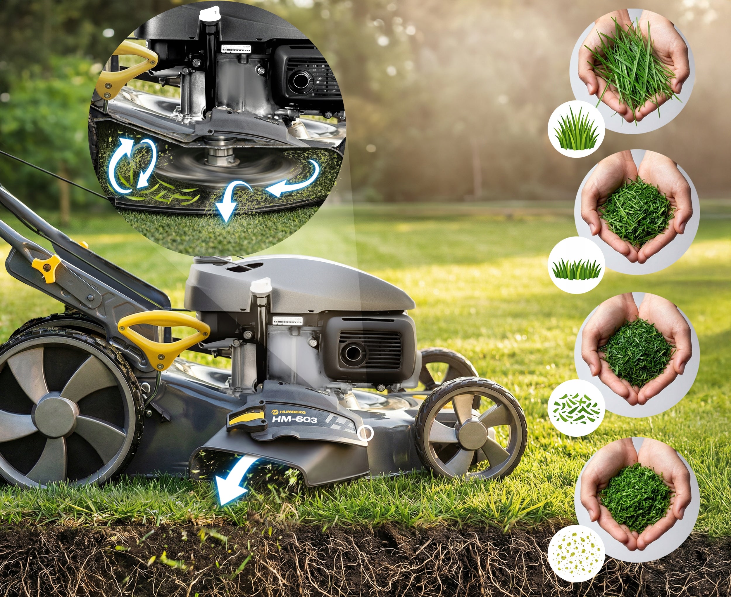 DIESEL MOWER WITH DRIVE HONDA 5,7KM 51cm BASKET 70L 202cc HUMBERG + OIL Mowing width 51 cm