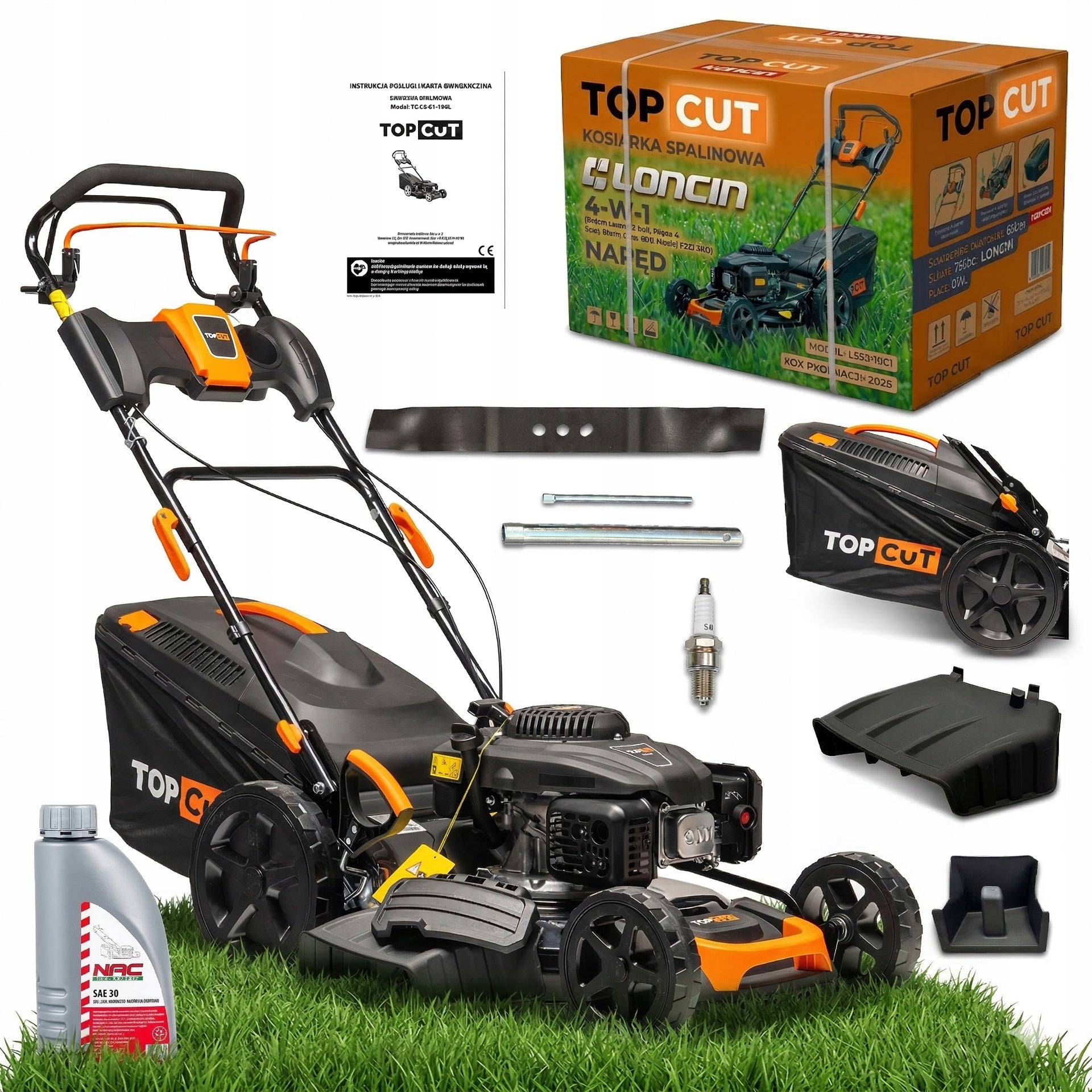 DIESEL MOWER WITH GRASS DRIVE TOPCUT ENGINE LONCIN 196CC 51CM OIL