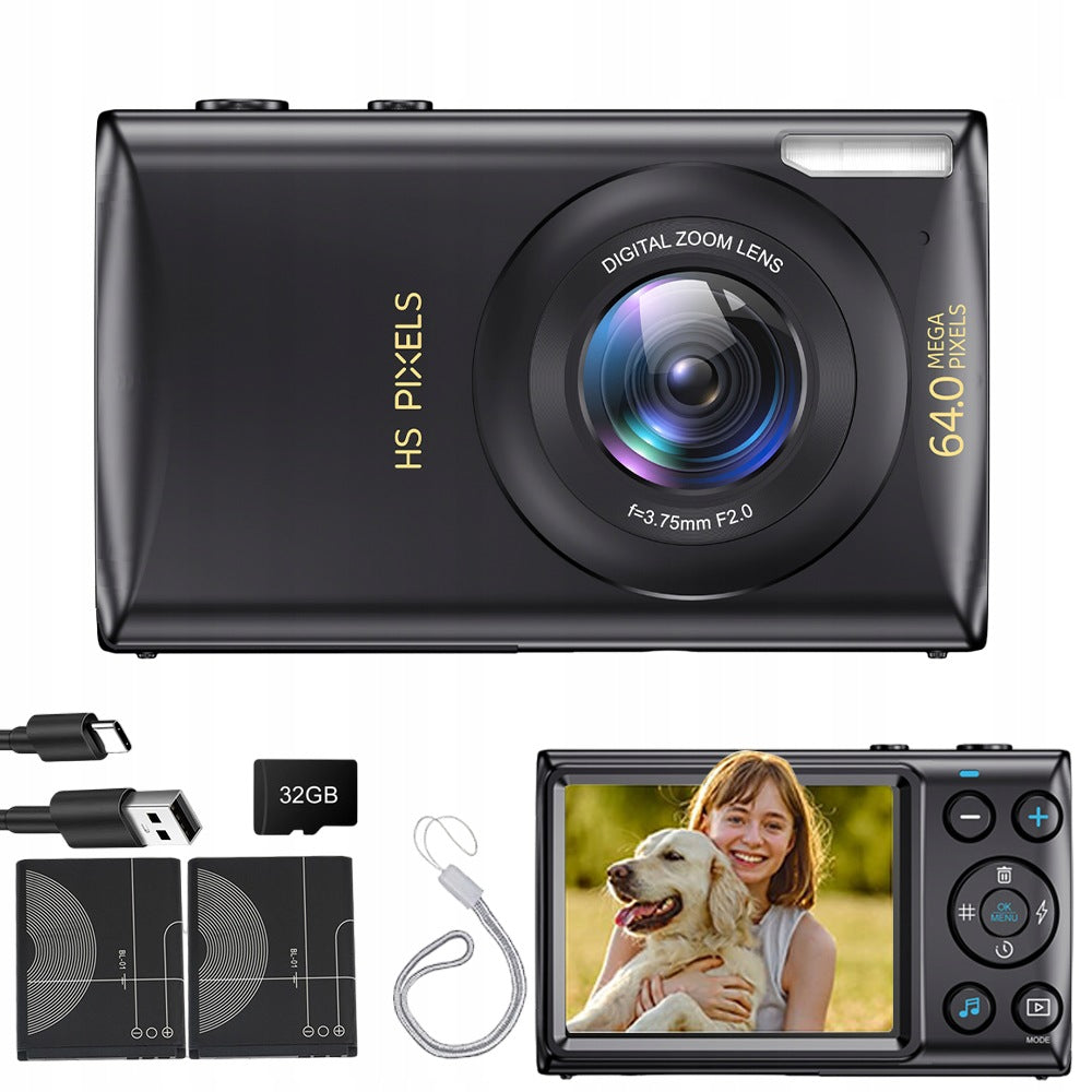 DIGITAL CAMERA FOR 4K VIDEO RECORDING AND 64MP PHOTOS SMALL AND PORTABLE