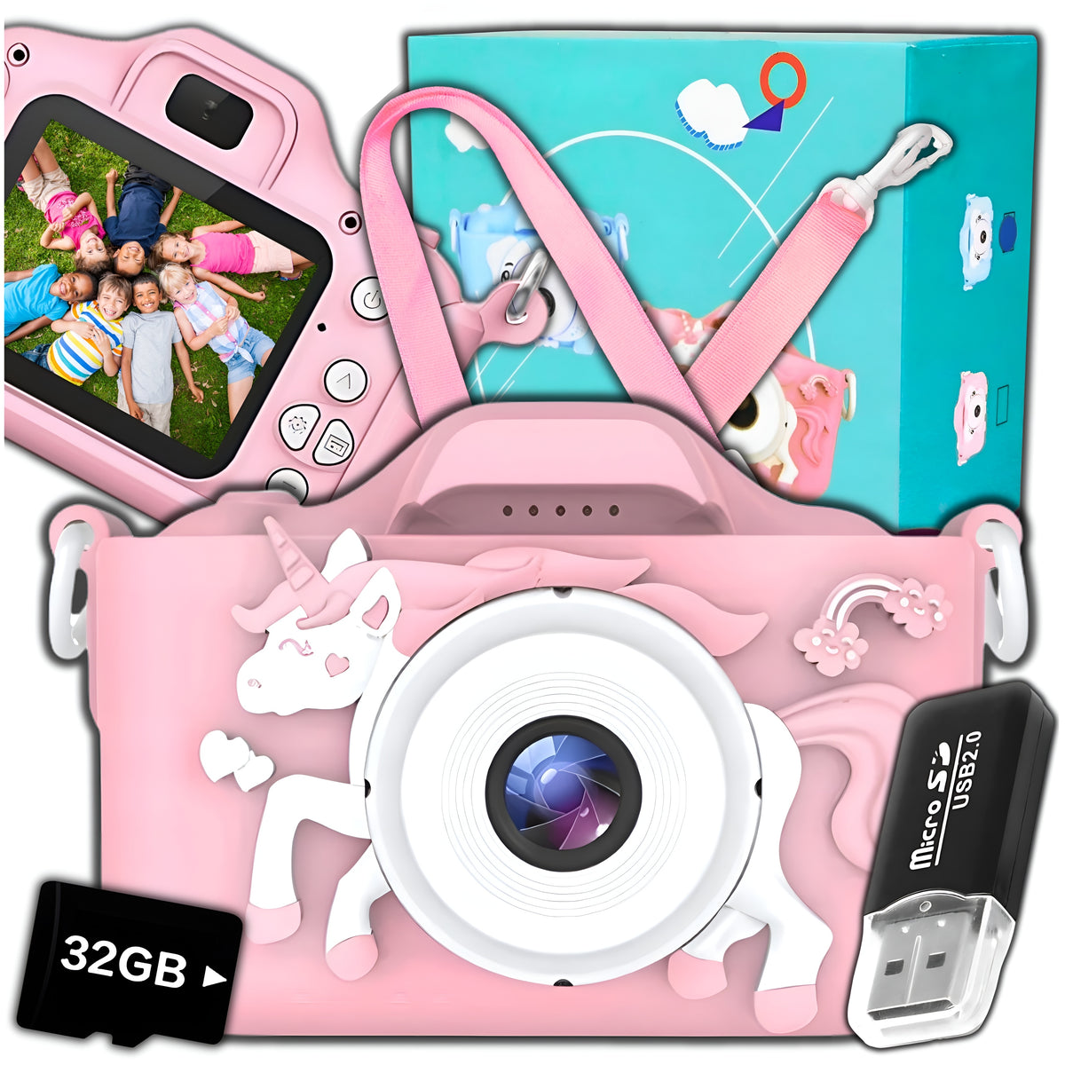 DIGITAL CAMERA FOR CHILDREN CAMERA TOY GAMES + 32GB CARD
