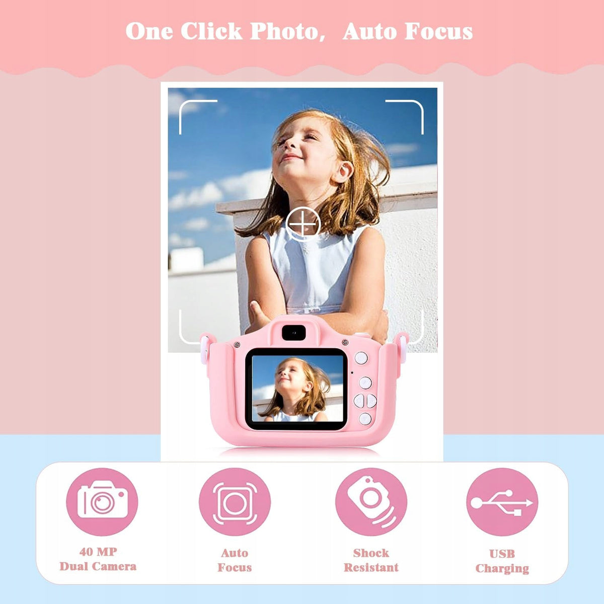 DIGITAL CAMERA FOR CHILDREN PHOTO KITTEN PINK SUPER GIFT Manufacturer code Happy 4U
