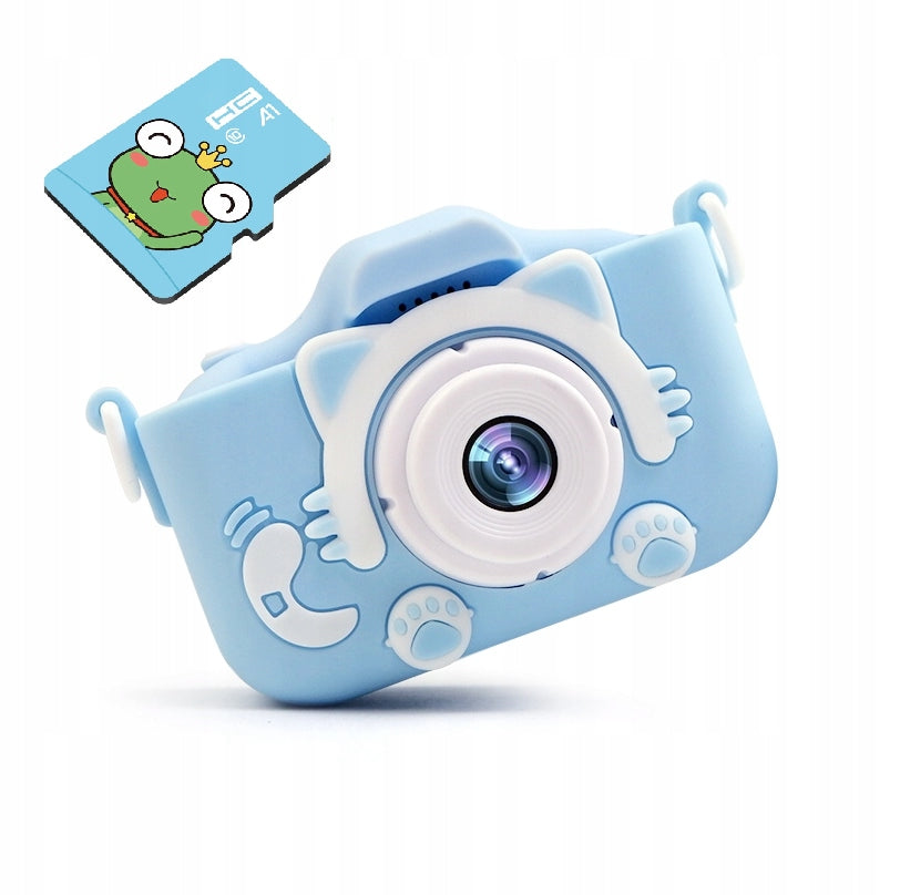 DIGITAL CAMERA FOR CHILDREN Photo BLUE KITTEN + 4GB CARD Color blue