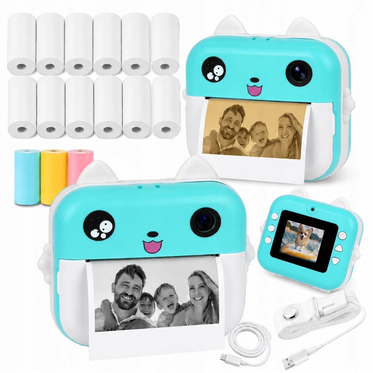 DIGITAL CAMERA FOR CHILDREN WITH PRINTER INSTANT MUSIC GAMES + 15 ROLLS Packaging status original