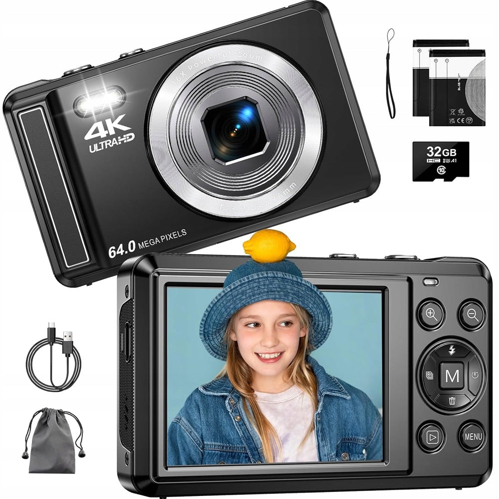 DIGITAL CAMERA WITH AUTOMATIC FOCUS AND 16X 4K 64MP ZOOM