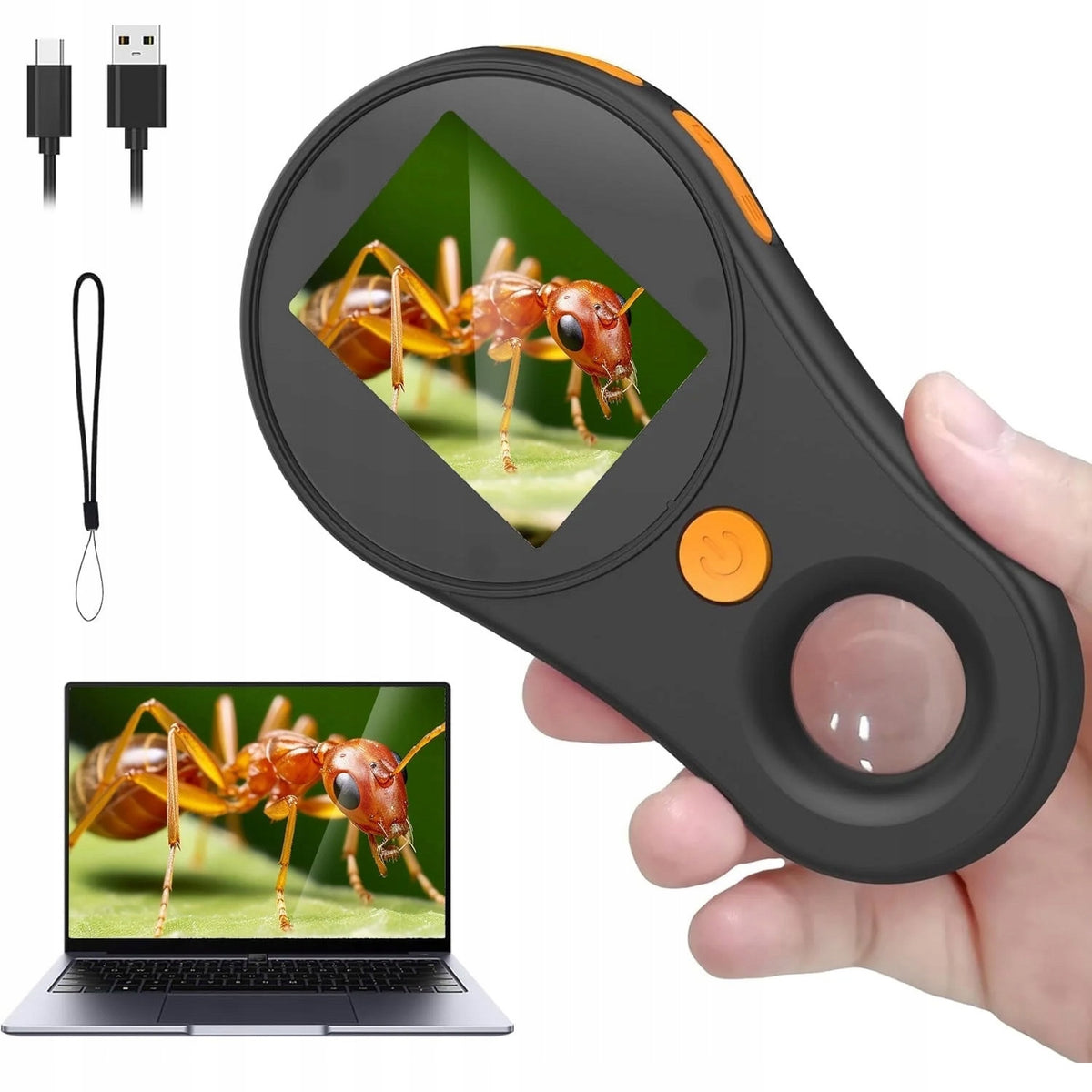 DIGITAL MAGNIFIER MAGNIFYING GLASS MICROSCOPE 8 LED SCREEN 2 INCH HD IPS 500X Packaging status original