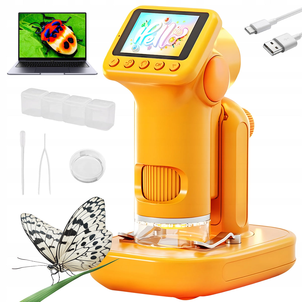 DIGITAL MICROSCOPE 6LED 1600X GIFT FOR STUDENTS educational set