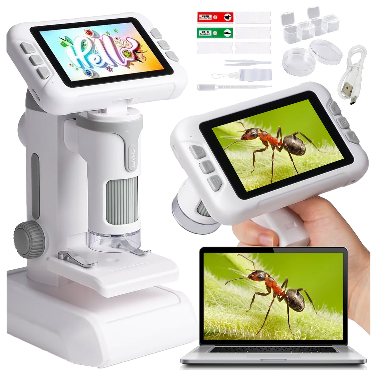 DIGITAL Microscope for Kids Handheld LCD Tripod 1600x for Computer Photo Video