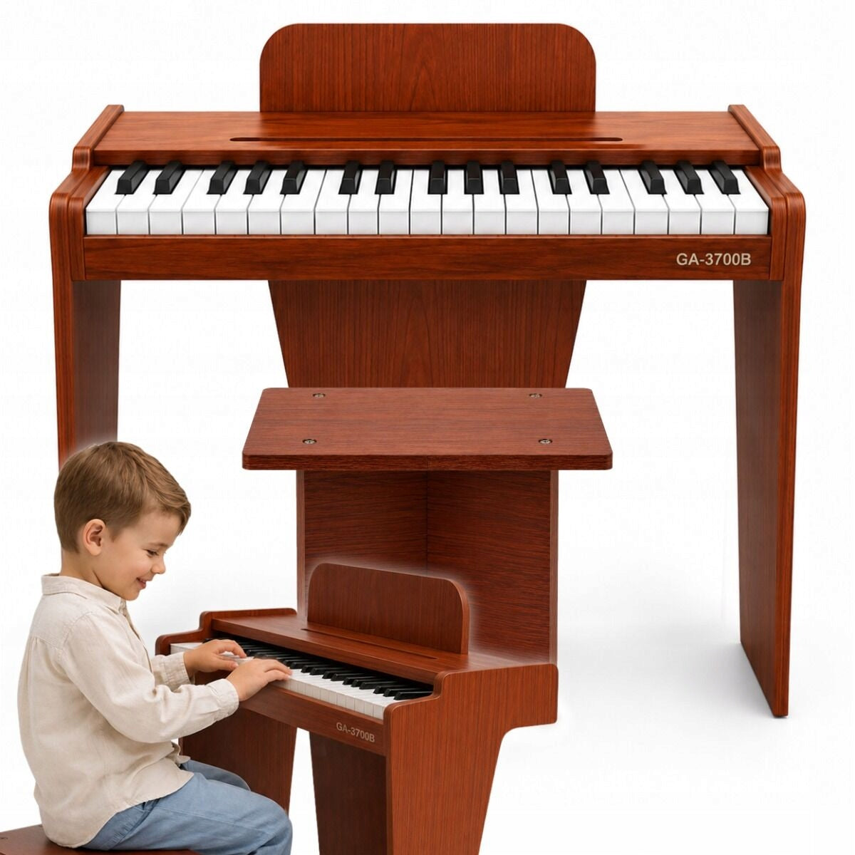 DIGITAL PIANO FOR CHILDREN 37 KEYS WITH STOOL BROWN FREESTANDING