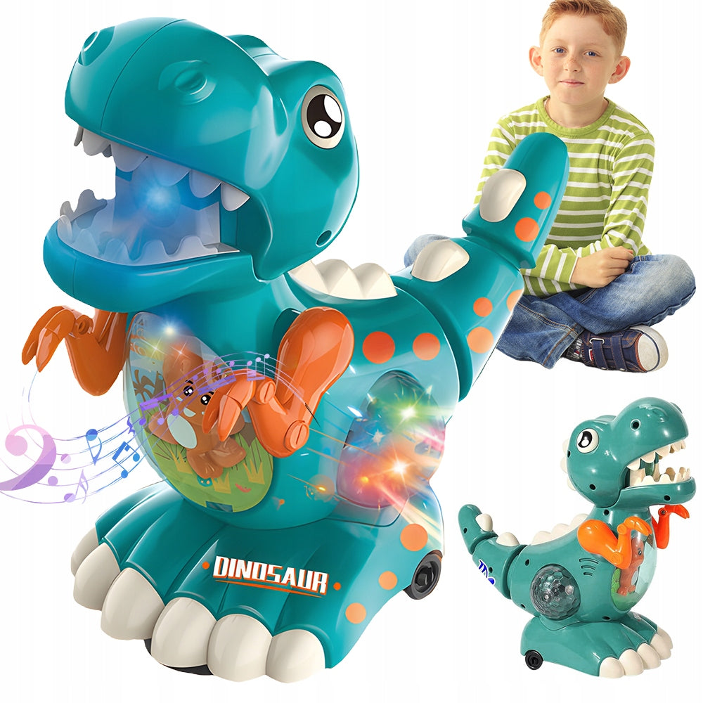 DINOSAUR AUTOMATIC TOY WITH FLASHING LIGHT AND SOUND