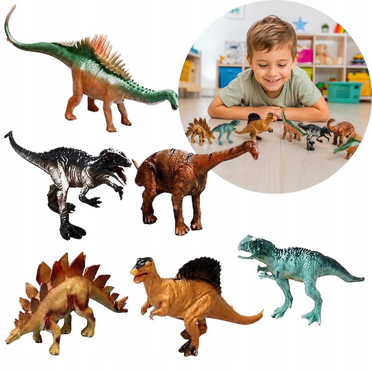 DINOSAUR FIGURINES DINOSAURS 6PCS DIFFERENT DESIGNS