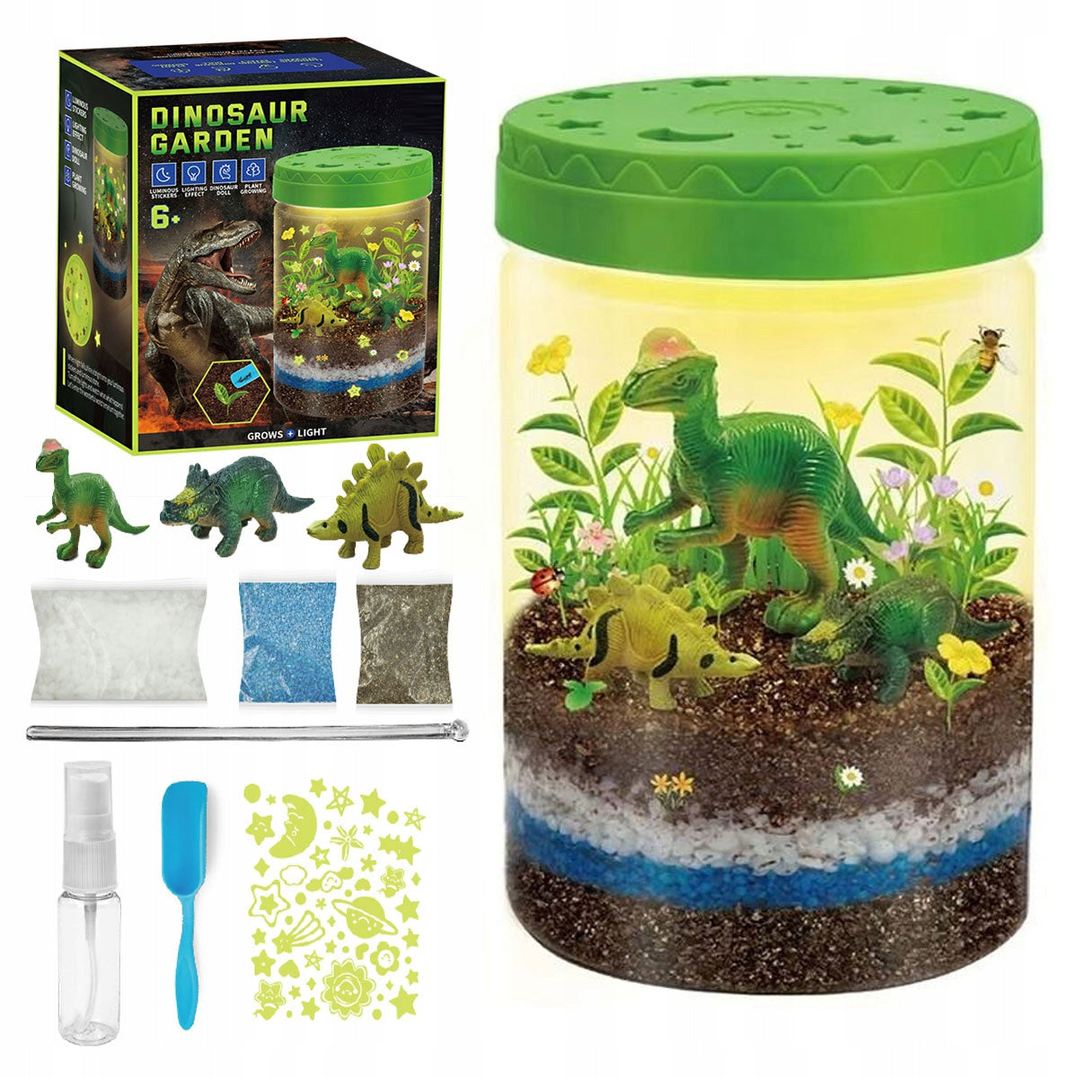 DINOSAUR GARDEN TERRARIUM PROJECTOR NIGHT LIGHT SAND PLANT STICKERS
