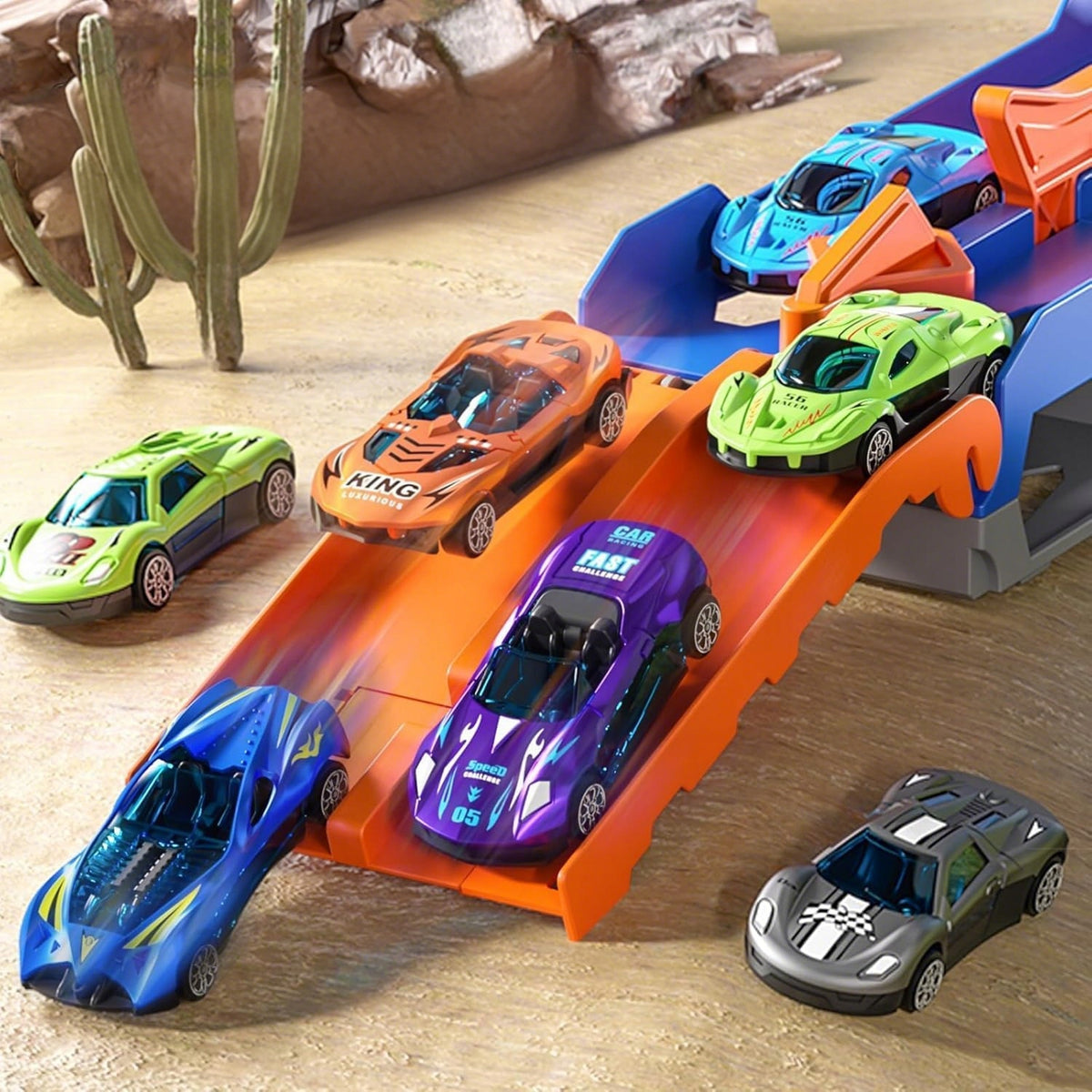 DINOSAUR RACING CAR TRANSPORTER 3IN1 SET RACE TRACKS+12 CARS Manufacturer code TOY-KLCAR