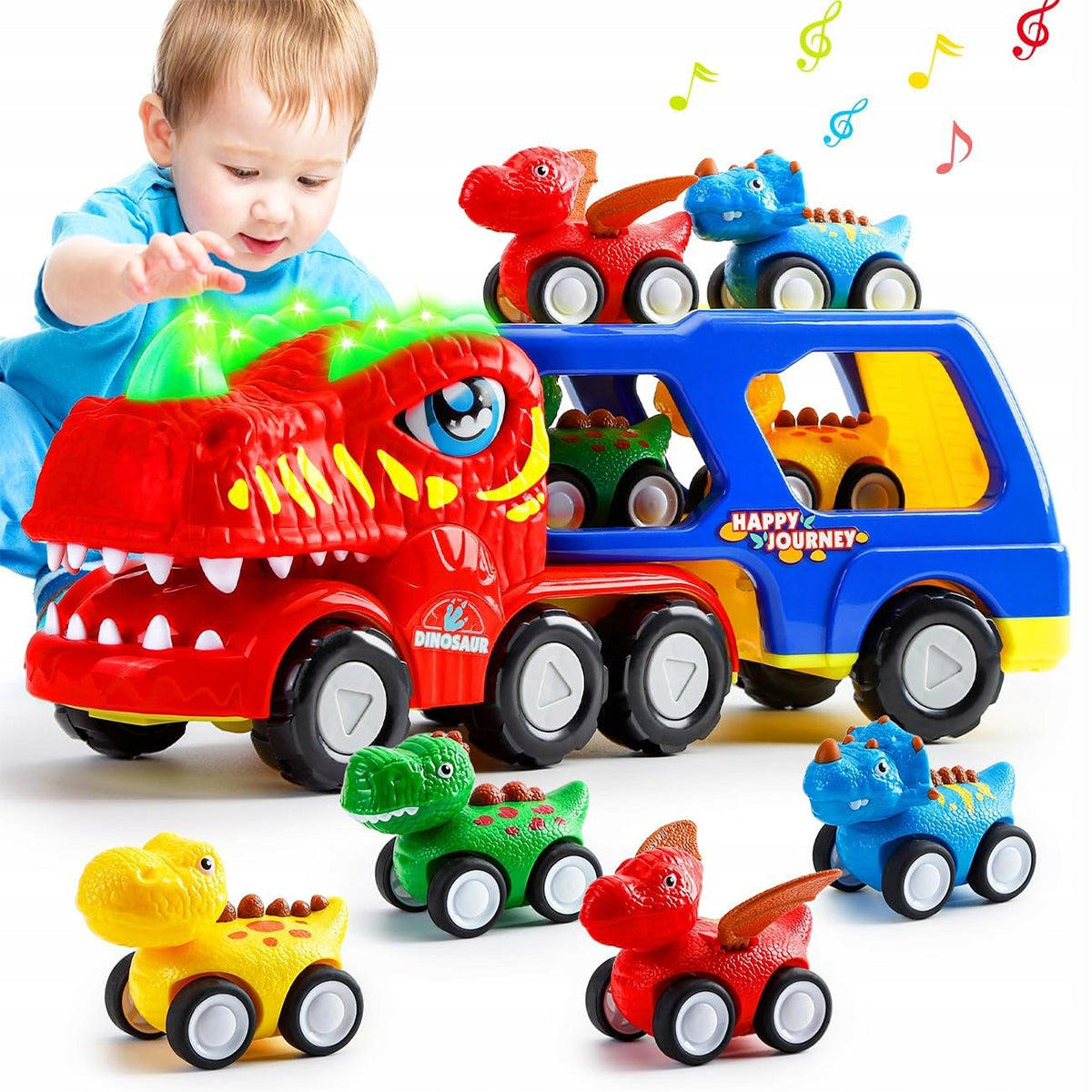 DINOSAUR TRUCK TOW TRUCK TIR SET OF 4 TOY CARS FOR CHILDREN Brand no brand