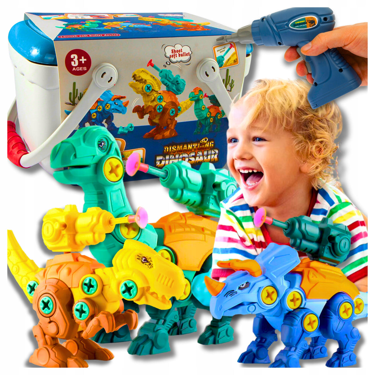 DINOSAURS Construction Kit for Twisting Battery Operated Screwdriver Pads