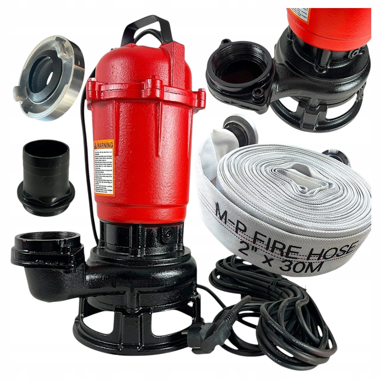 DIRTY WATER PUMP CLEAN SEPTIC TANK WITH CAST IRON SHREDDER 3300W HOSE 30M