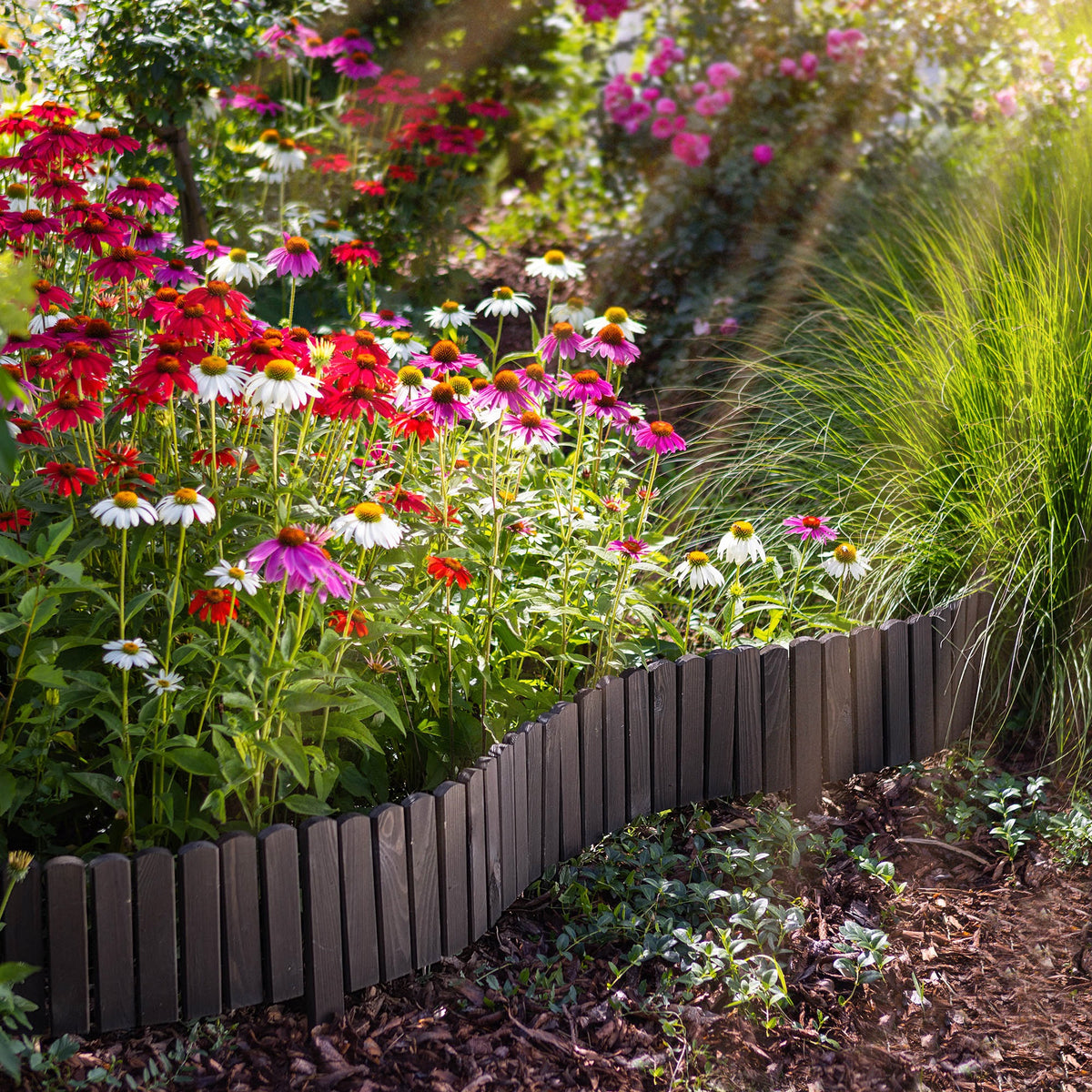 DISCOUNT FENCE 200x20cm GARDEN WOODEN EDGING PALISADA ANTHRACITE Packaging status original