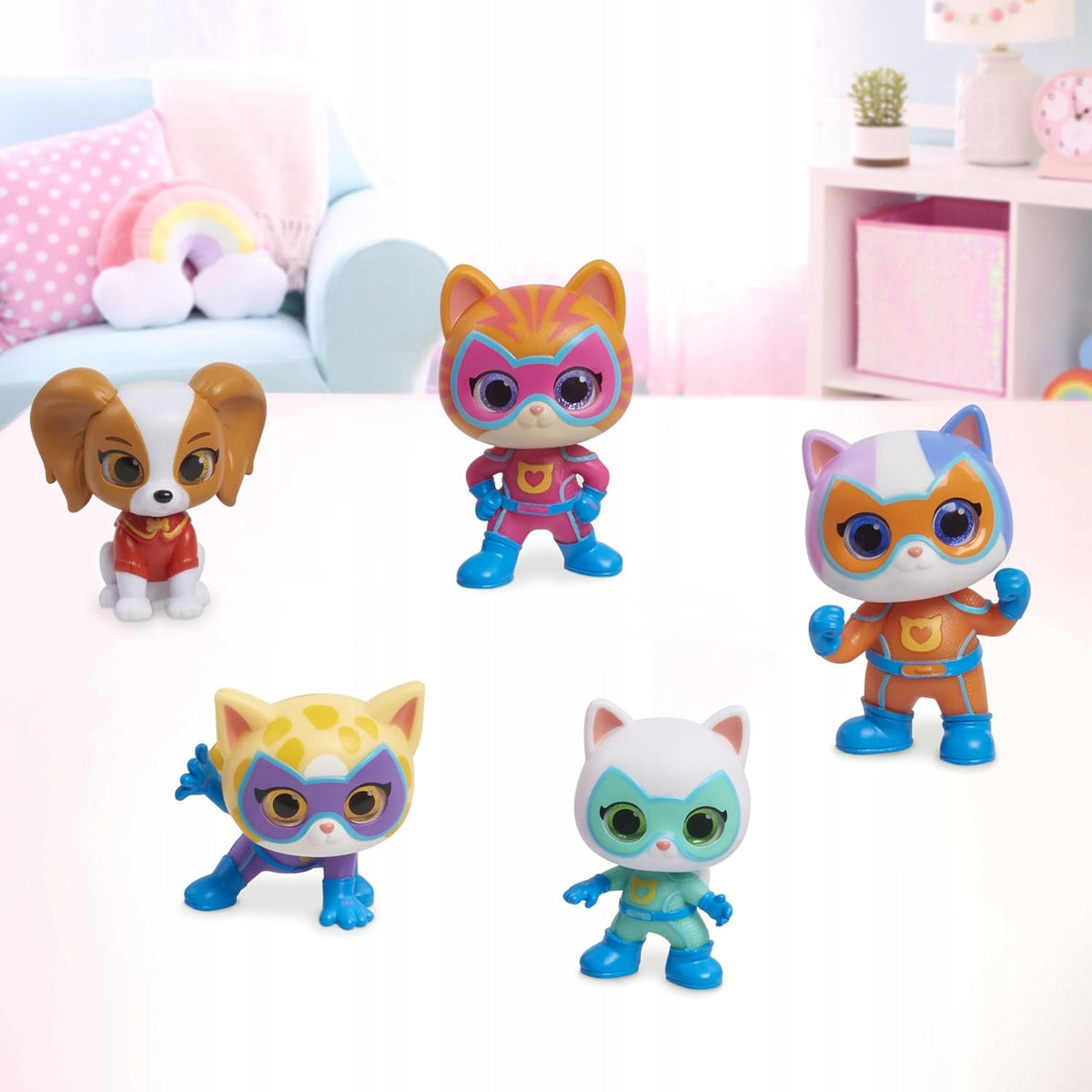 DISNEY JUNIOR SUPERCATS SUPER KITTIES SET OF 5 FIGURINES TEAM KITTY Packaging status original
