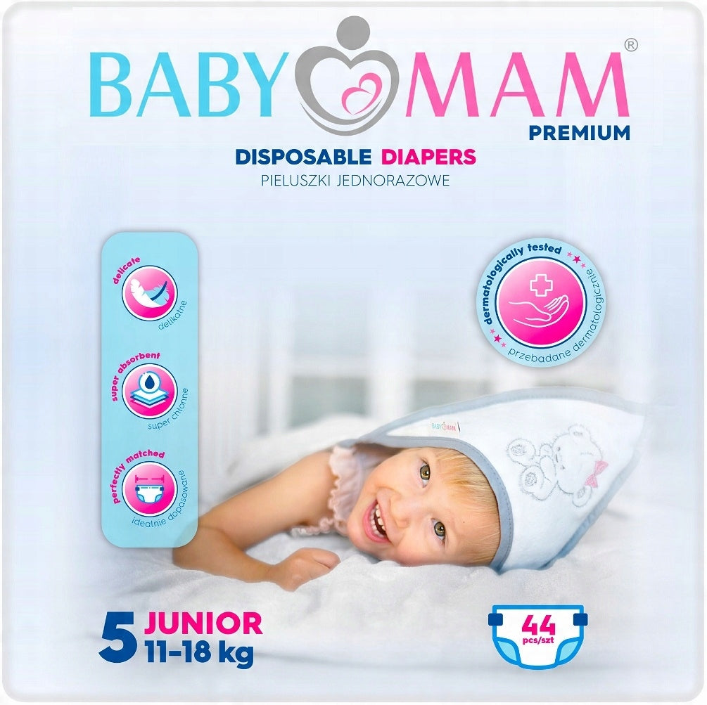 DISPOSABLE DIAPERS BABYMAM JUNIOR 5 (11-18kg) 44pcs EXTRA CARE