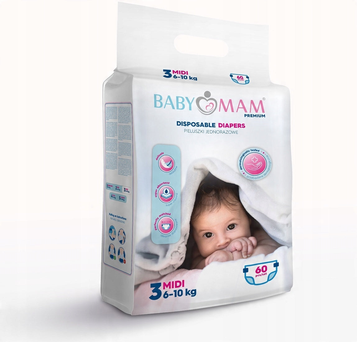 DISPOSABLE DIAPERS BABYMAM MIDI 3 (6-10kg) 60pcs EXTRA CARE EAN (GTIN) 5903672174770