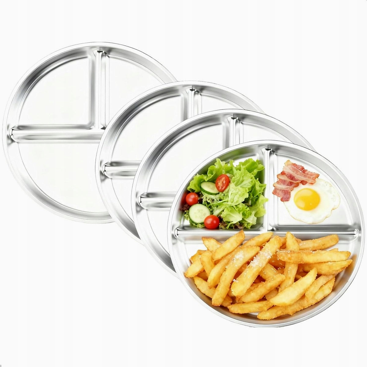 DIVIDED PLATES 23 CM SET OF 4 PIECES STAINLESS STEEL CAMPING HOUSE