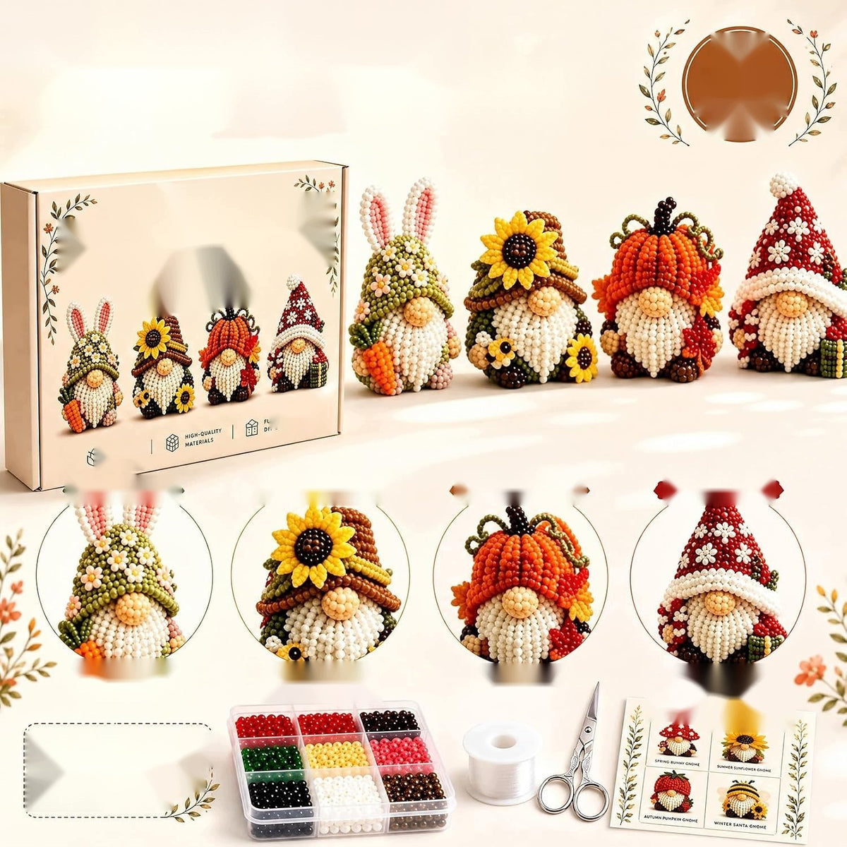 DIY 3D BEADS GNOME FIGURINES DIY CREATIVE INSTRUCTION Brand no brand