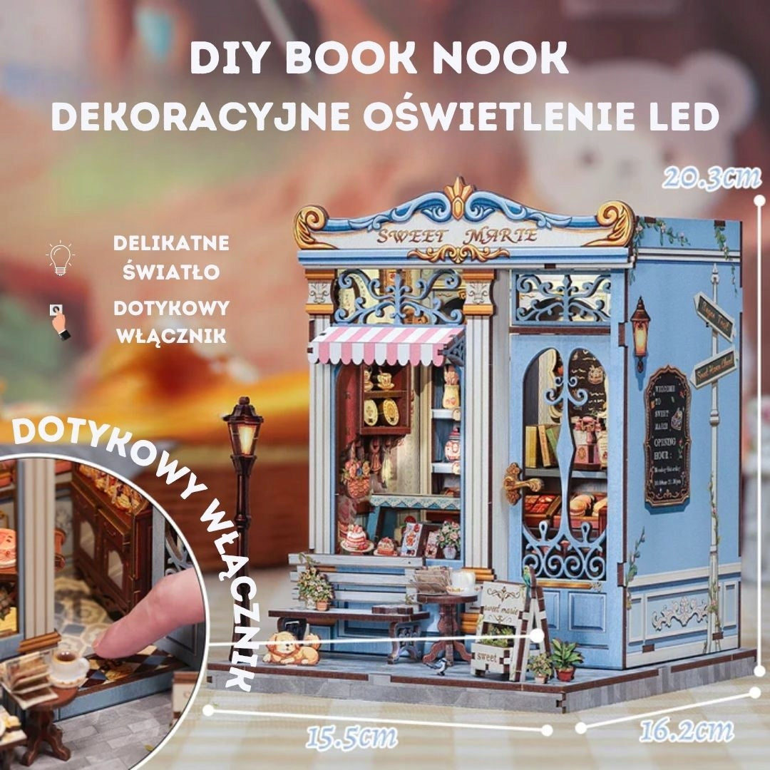 DIY Book Nook Confectionery Sweet Marie Miniature House with LED Brand Habarri