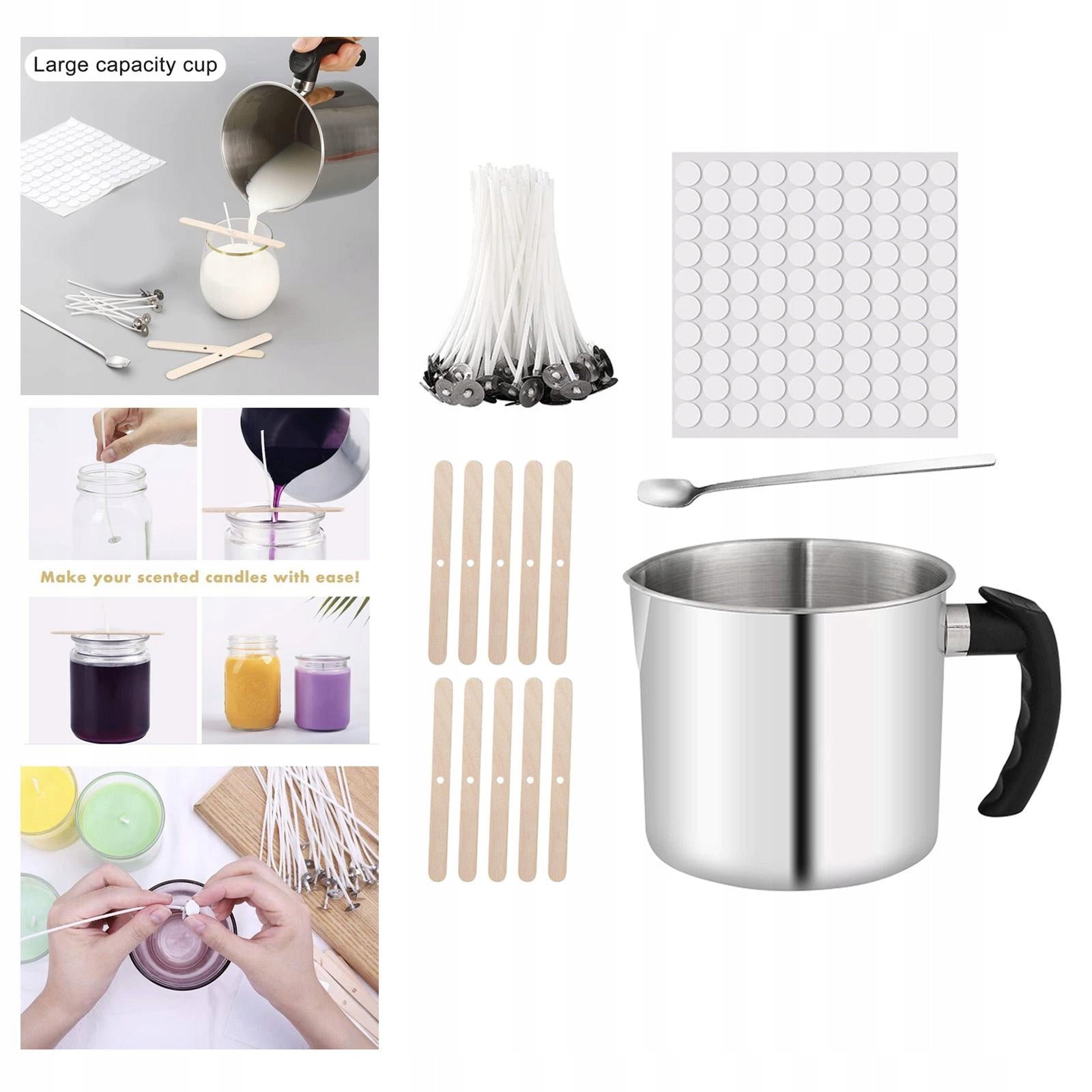 DIY Candle Making Kit with 1PCS Melting Pouring Pot, 100PCS Candle Wicks Series Materiały do samodzielnego robienia