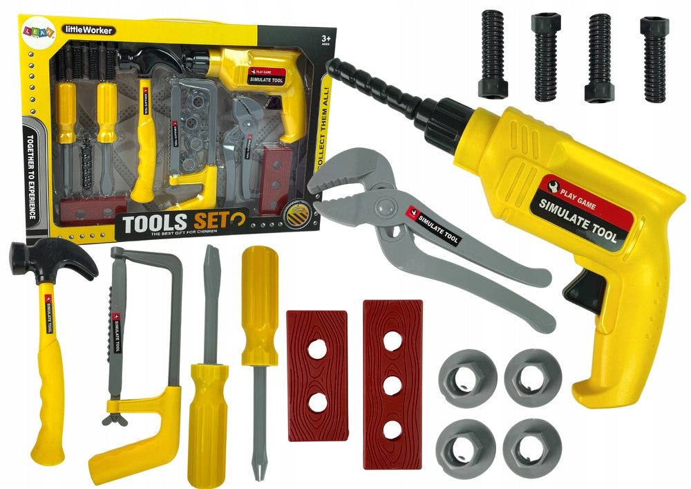 DIY KIT, DRILL, HAMMER, SCREWDRIVERS