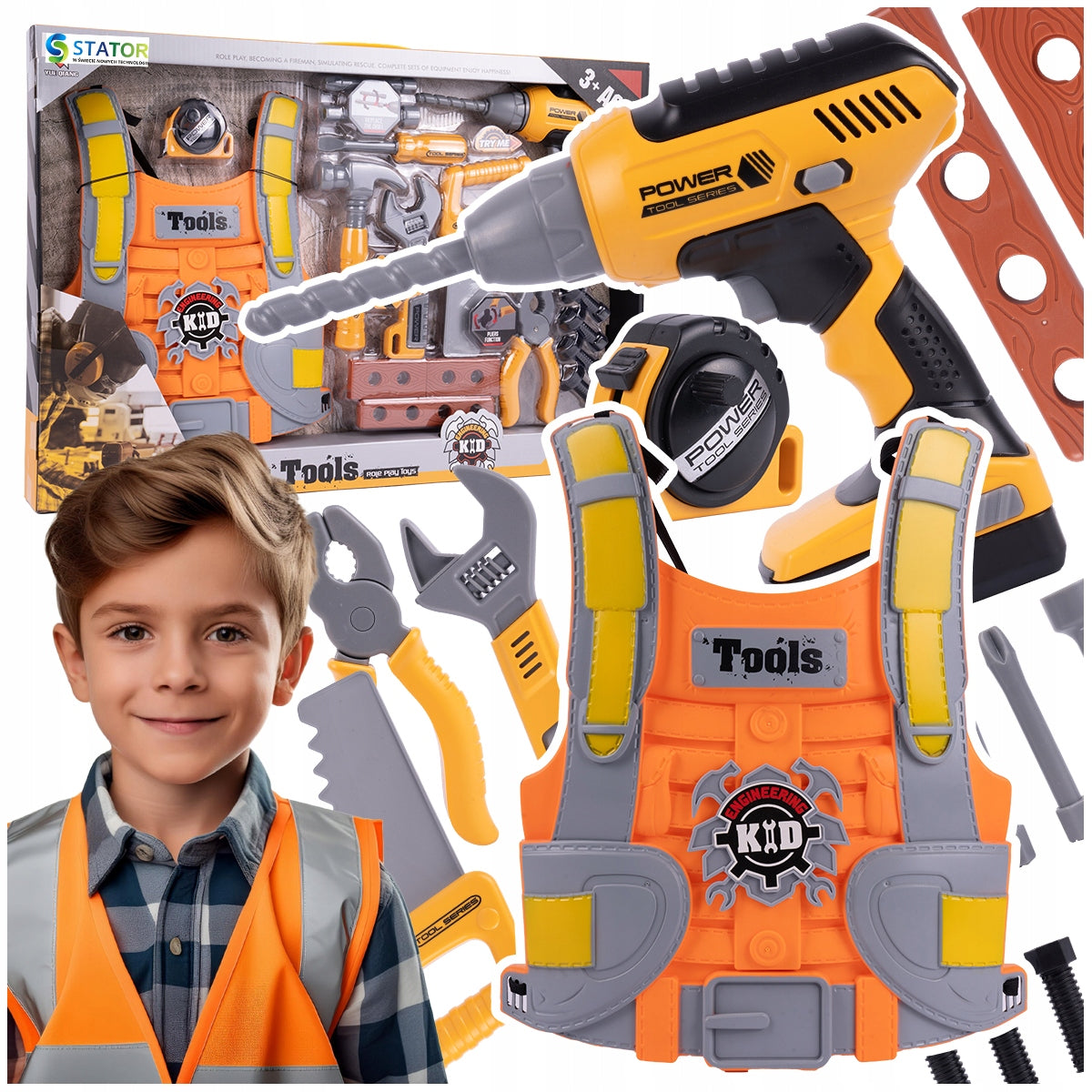 DIY KIT FOR KIDS TOOLS SCREWDRIVER LED VEST KEYS Brand Stator