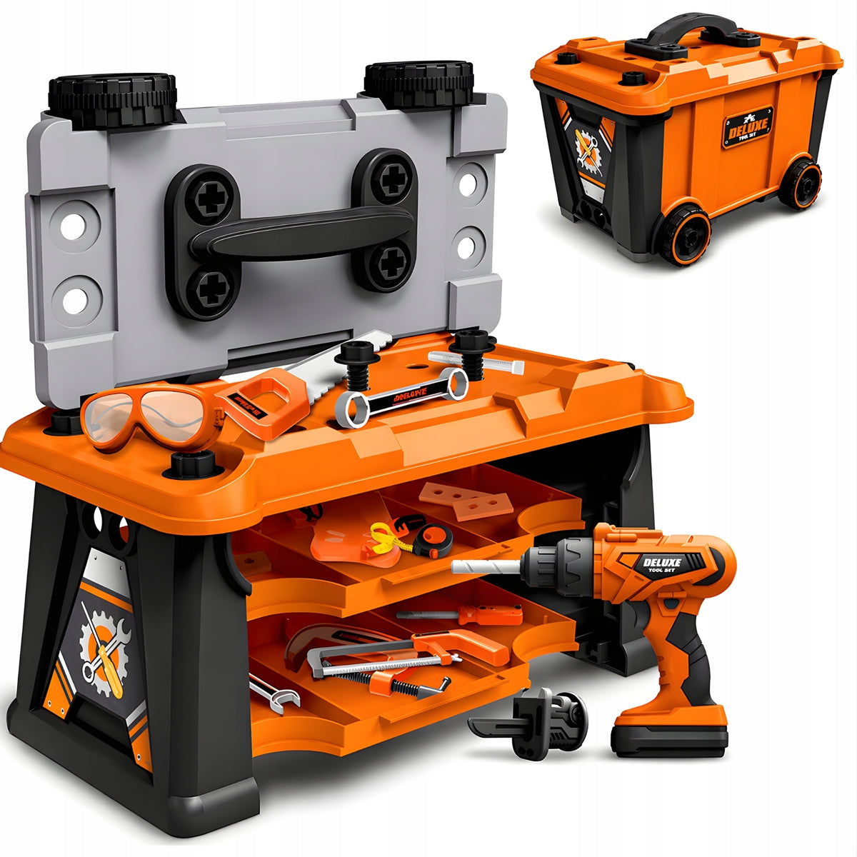 DIY KIT WORKSHOP TOOL BOX BATTERY OPERATED DRILLING MACHINE Kid's age 3+ years