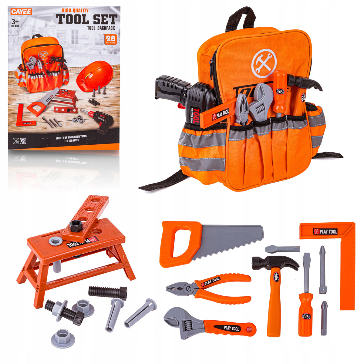 DIY Kit Tools Backpack Drill Screwdriver Tools Helmet