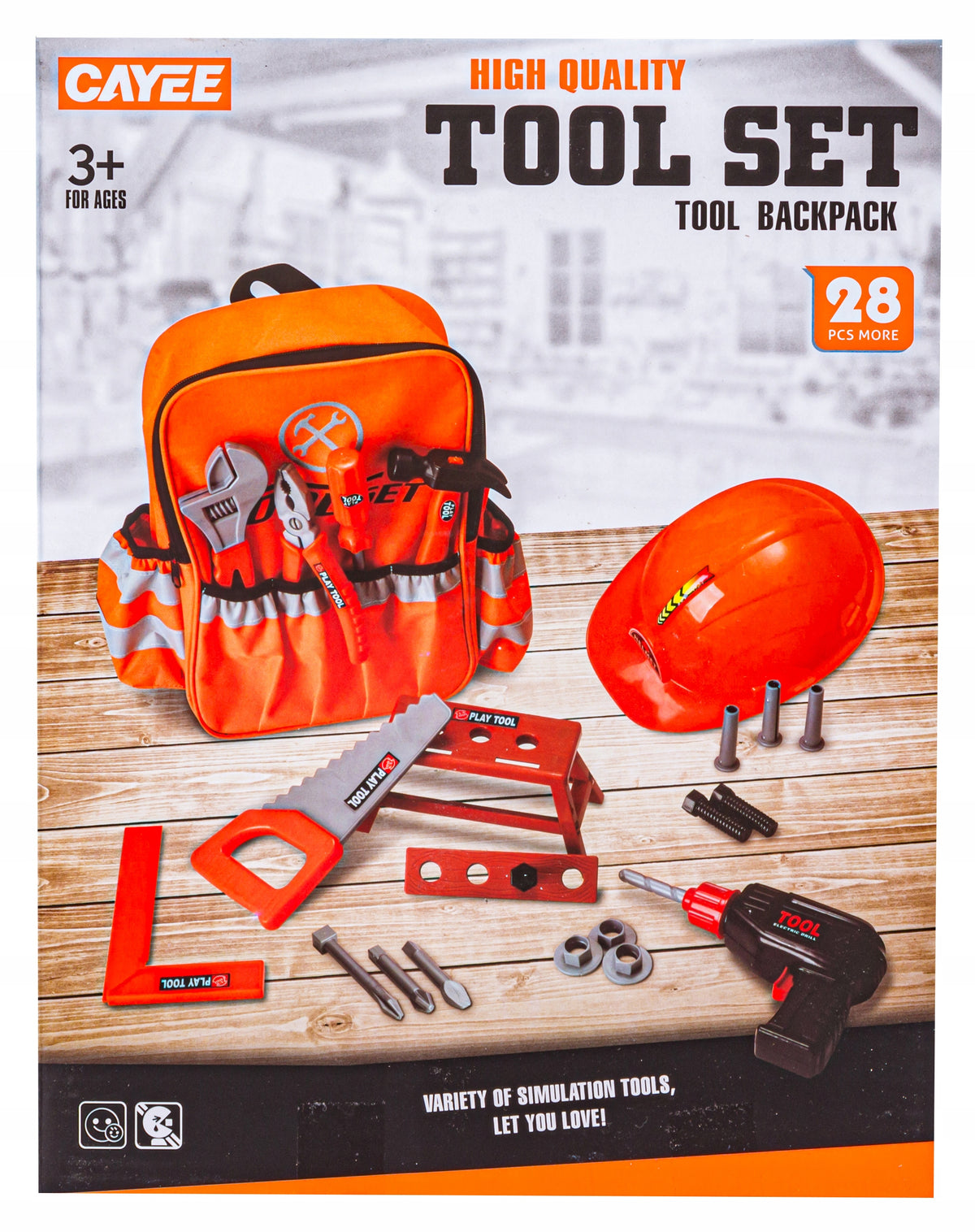 DIY SET SCREWDRIVER BACKPACK ACCESSORIES Tools Helmet Saw Hammer Packaging status original