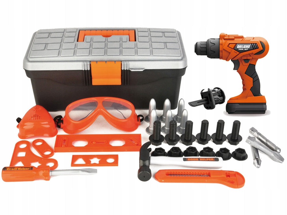 DIY TOOL BOX KIT DRILL LEVEL BATTERIES