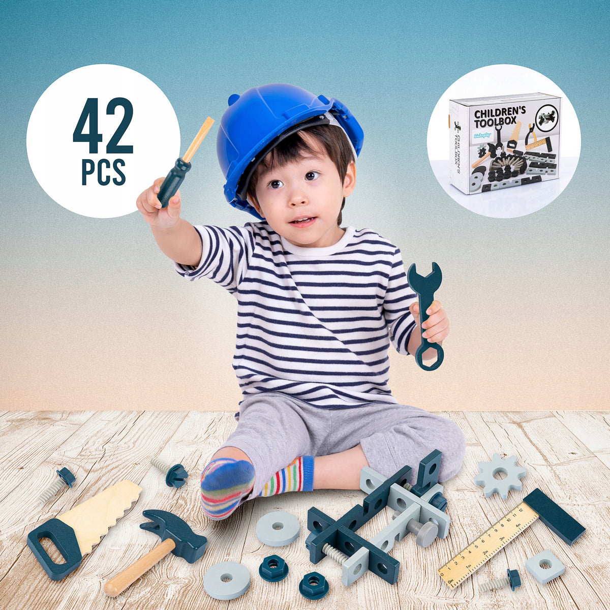 DIY TOOL KIT WOODEN TOOLS HAMMER WORKSHOP SAW Brand Kinderplay
