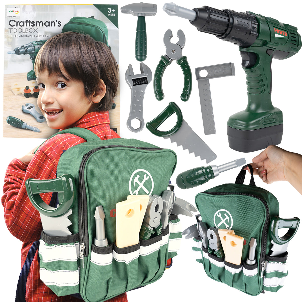 DIY WORKSHOP BACKPACK WITH TOOLS DRILL KEYS