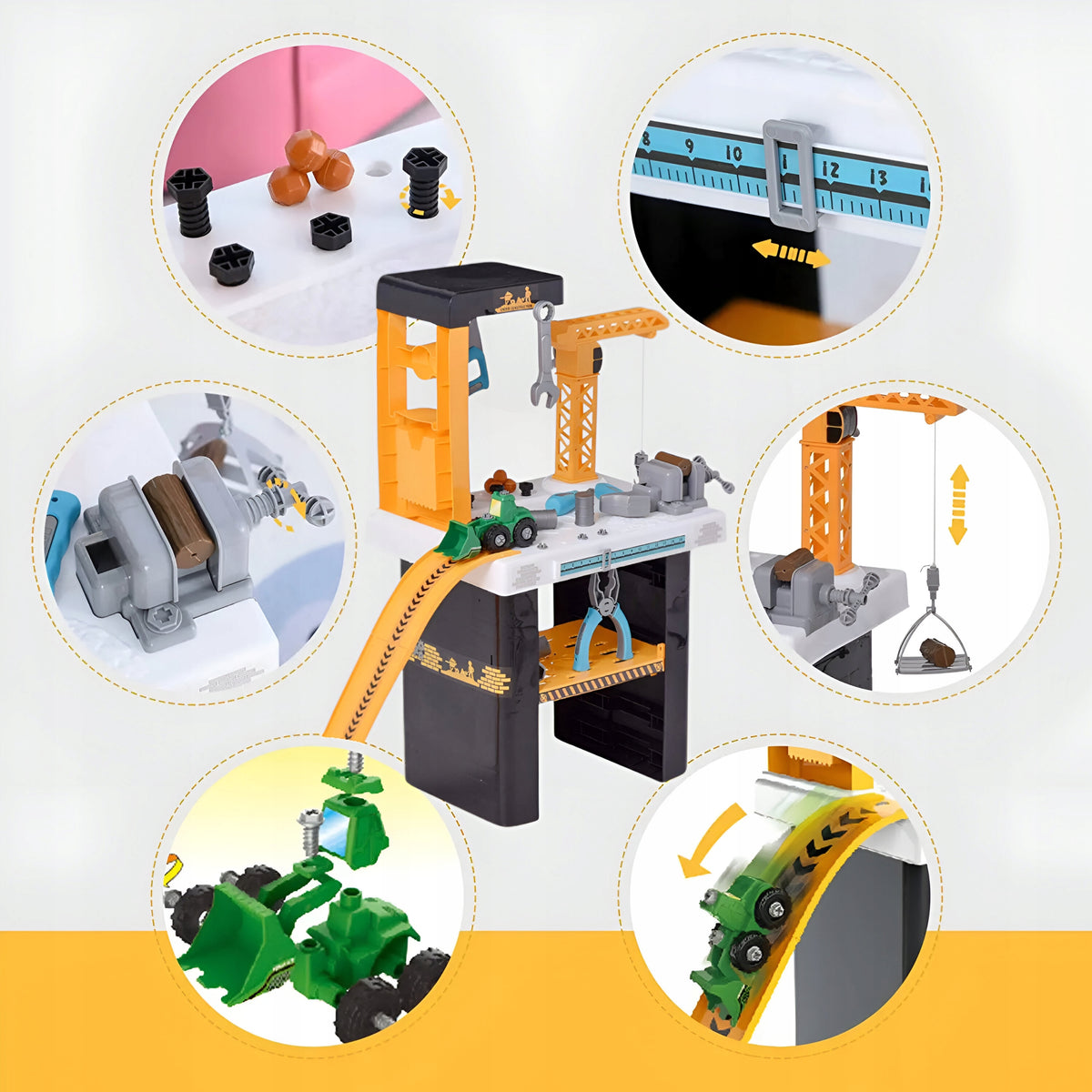 DIY WORKSHOP SET WITH CRANE AND TOOLS SLIDE 54 EL Manufacturer code ZESTAW MAJSTERKOWICZA DLA DZIECI MT0124