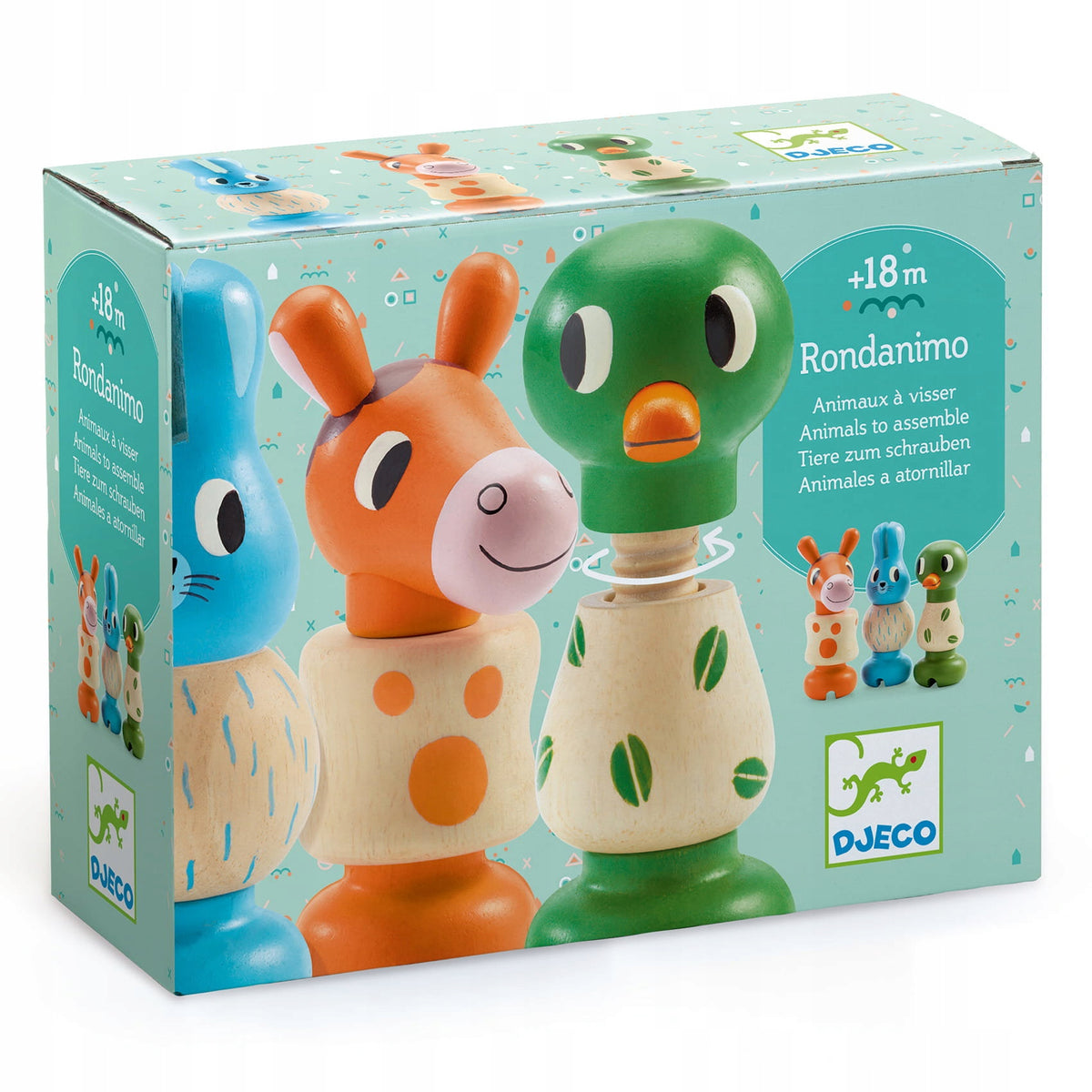 DJECO Set of wooden animals for twisting Packaging status original