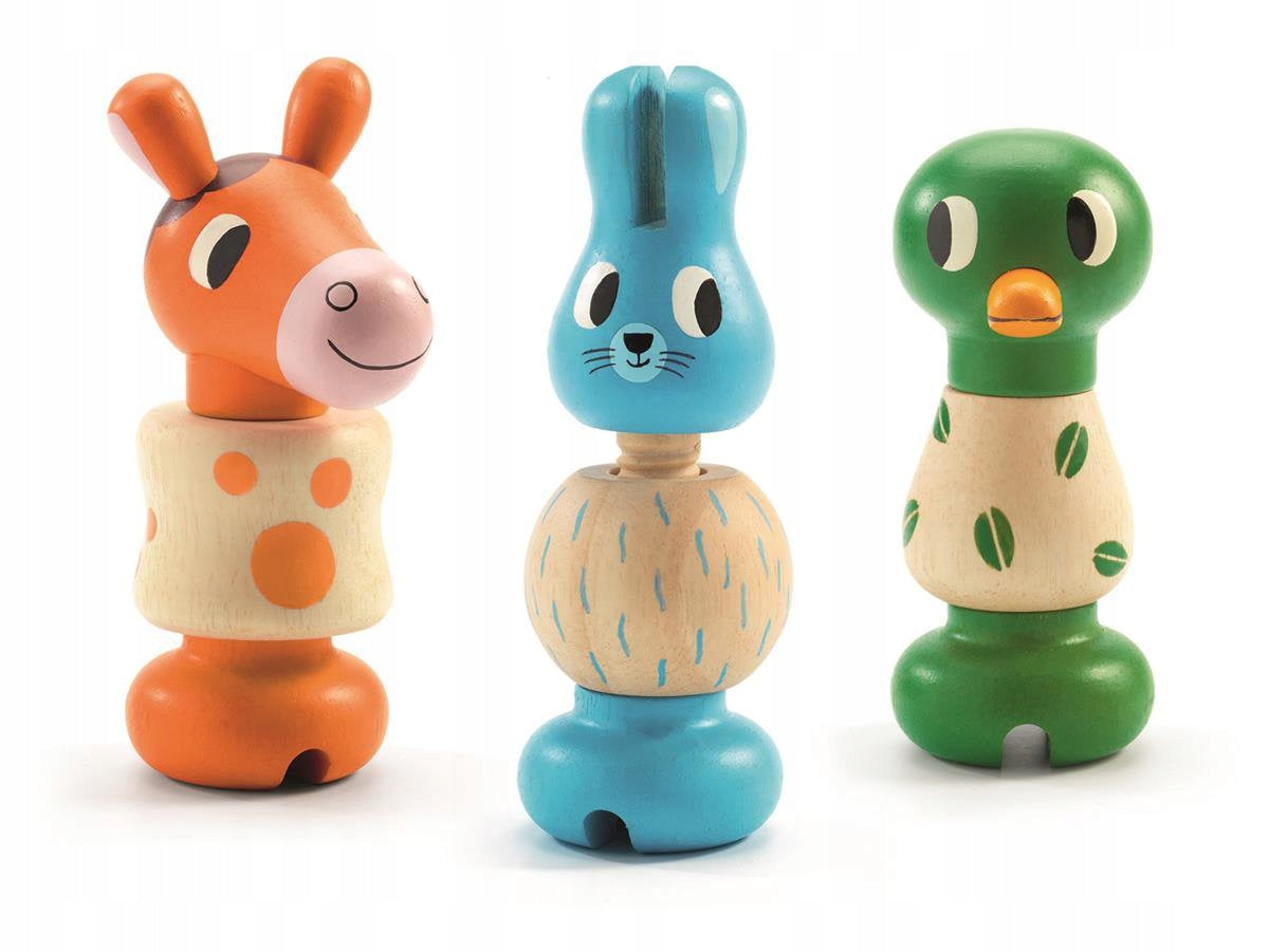 DJECO Set of wooden animals for twisting